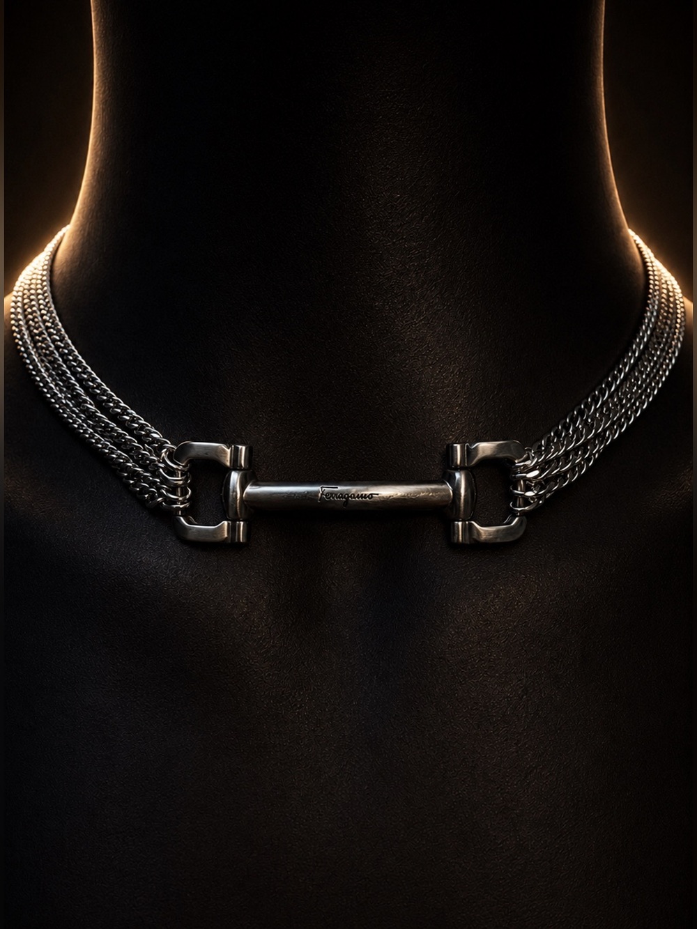 Salvatore Ferragamo Custom Necklace | Gunmetal Horsebit Hardware 15-16”